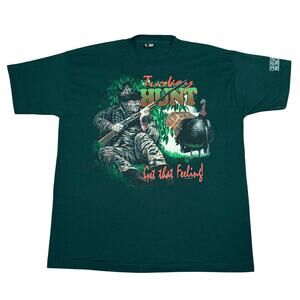 Vintage 90s Turkey Hunt T-Shirt XL Grayling Michigan Camo Graphic Outdoors Tee